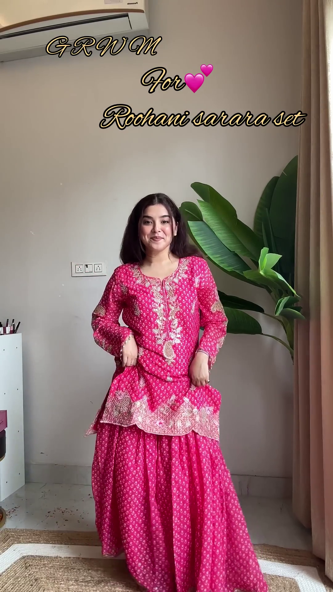 Rochani Pink Bandhani Sarara Set with Zari Embroidery