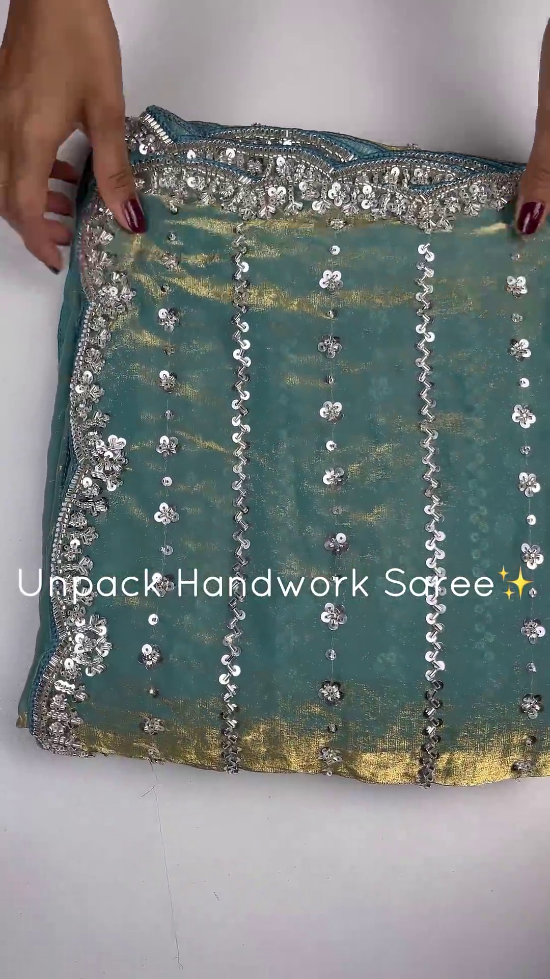 Teal Blue Silver Handwork Designer Blouse