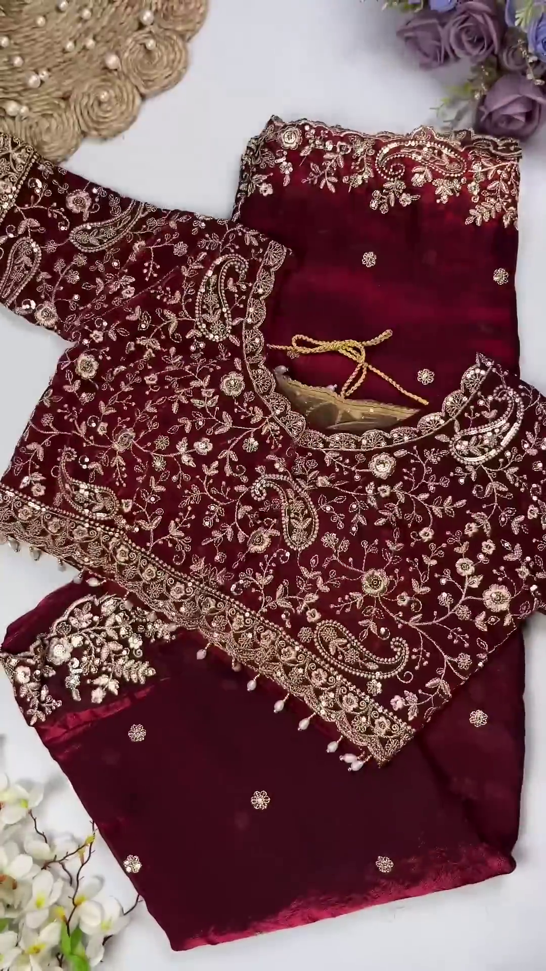 Floral Symphony Georgette Saree & Embroidered Blouse Collection