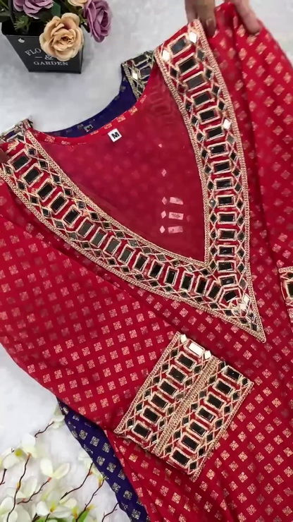 Jewel-Toned Silk Kurti Collection with Mosaic Mirror Necklines