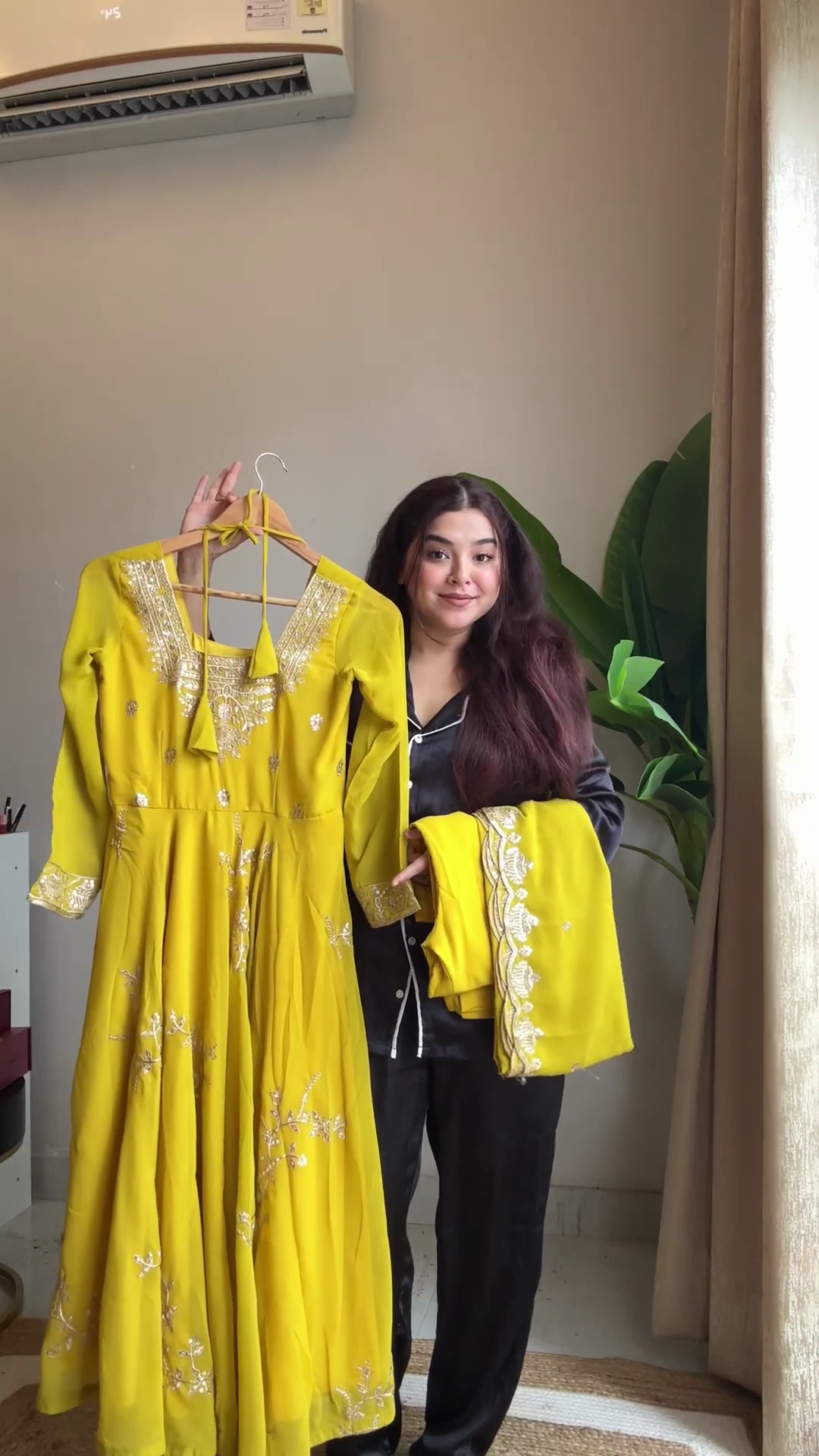 Sunlight Yellow Georgette Anarkali Suit with Scalloped Embroidery