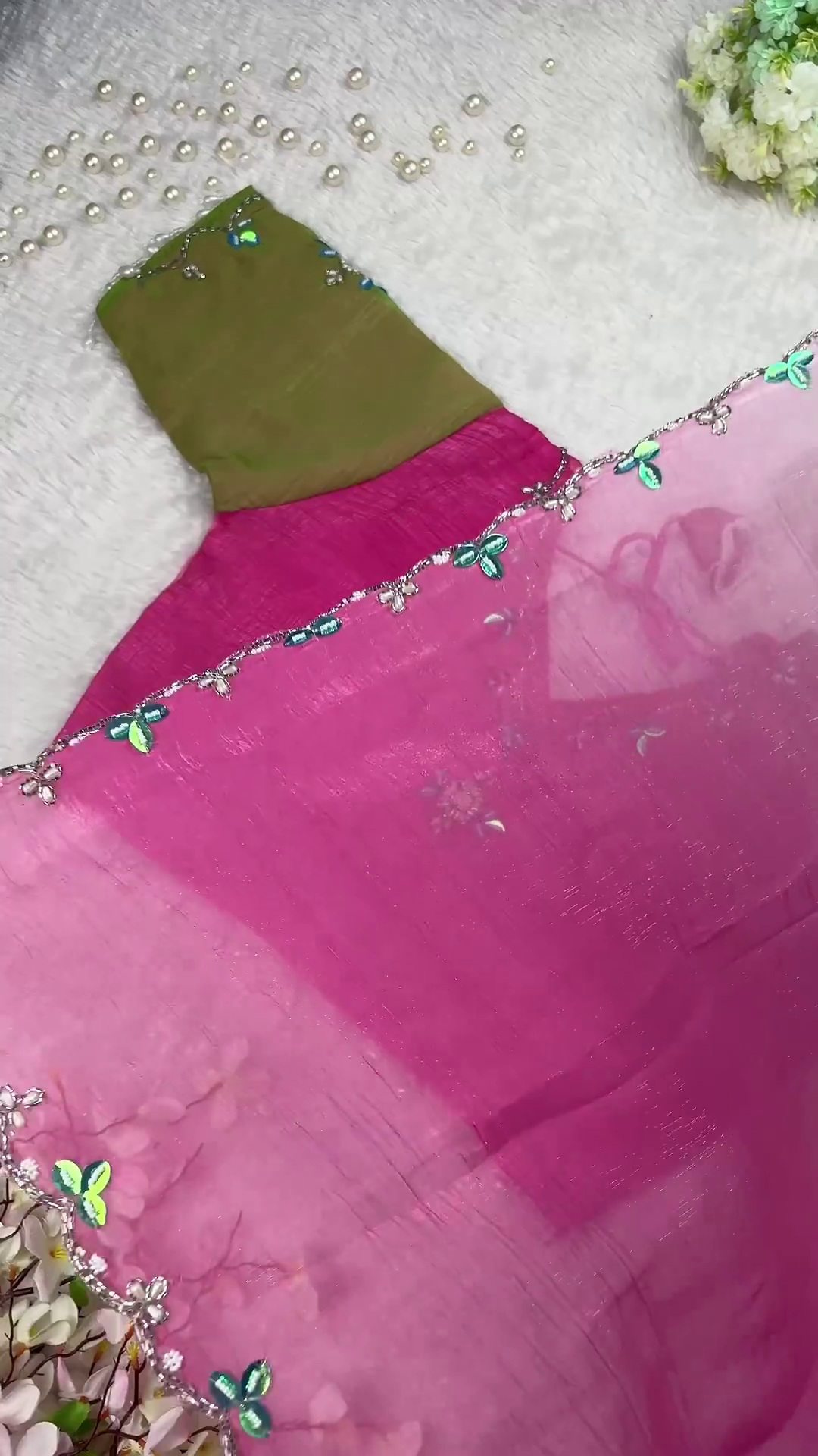 Summer Pastel Chanderi Silk Blouse & Ombré Scalloped Dupatta Collection
