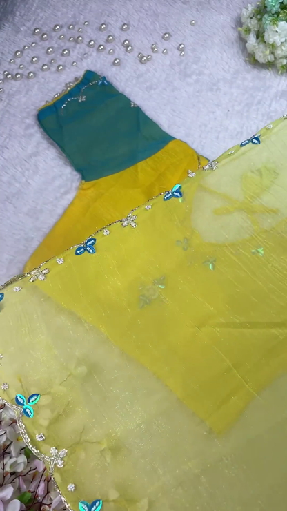 Summer Pastel Chanderi Silk Blouse & Ombré Scalloped Dupatta Collection