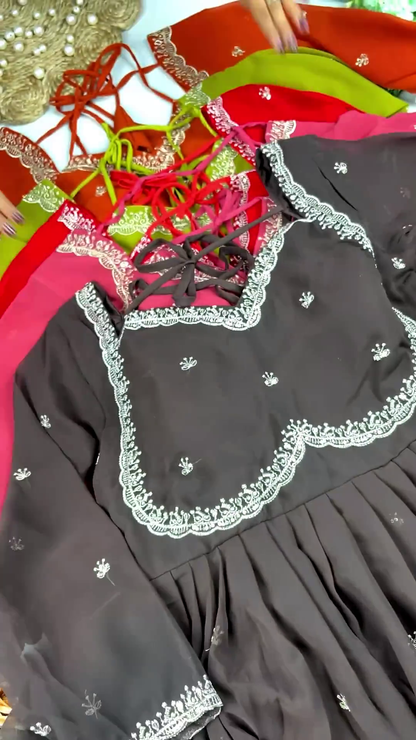 Product Name Lattice-Back Silk Tunic Collection with Scalloped Zari Embroidery