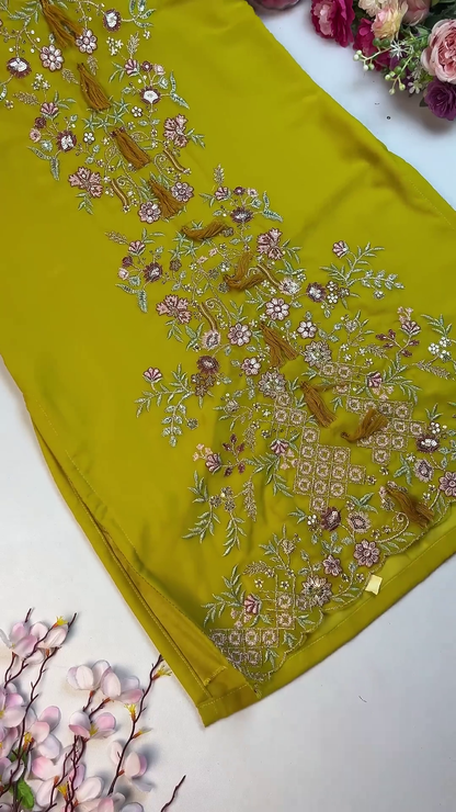 Garden-Inspired Floral Embroidered Silk Kurti Collection