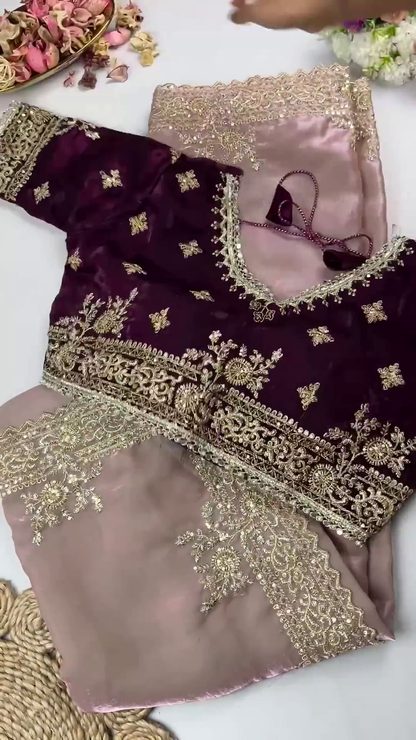 Royal Velvet Heritage Blouse and Shimmer Saree Collection