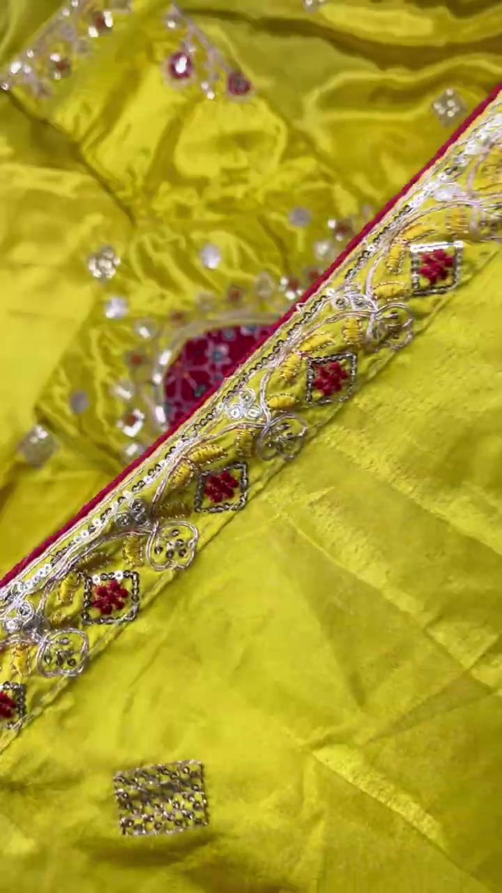 Patola Contrast Silk Blouse with Scalloped Zari Embroidery