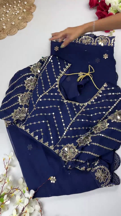 Crimson Silk-Blend Blouse with Floral Zari Jaal and Pearl Droplets