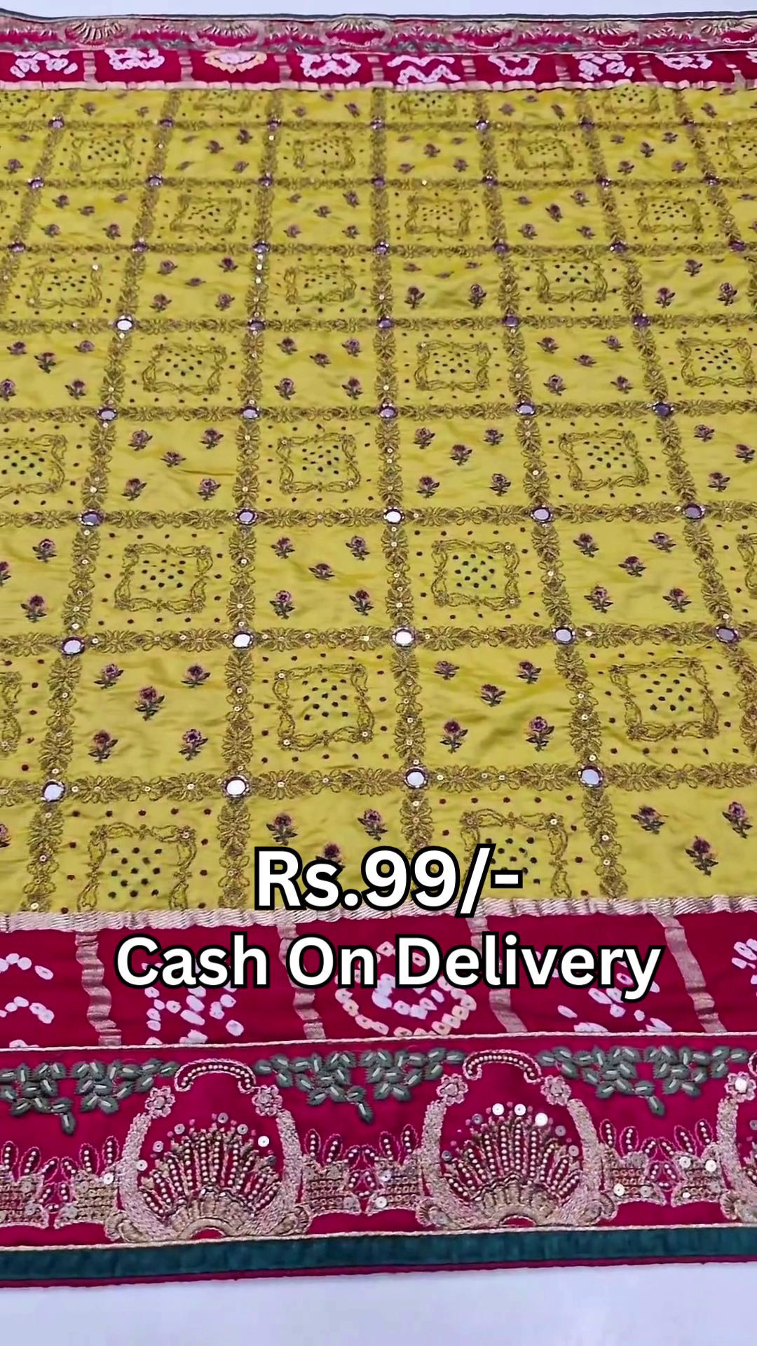 Heritage Crimson & Citrine Bandhani Dupatta