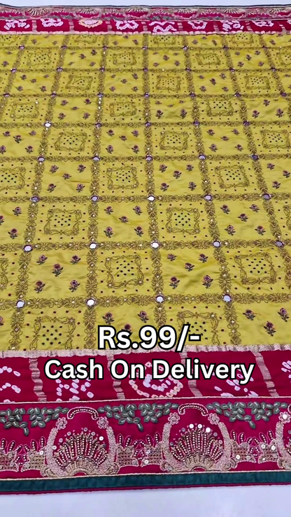 Heritage Crimson & Citrine Bandhani Dupatta