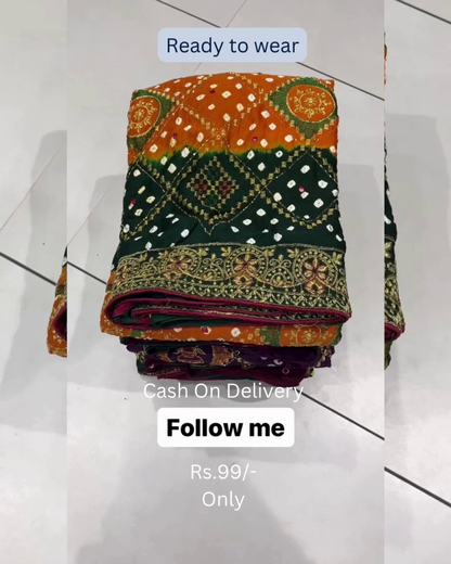 Heritage Wine Bandhani Saree with Ornate Zardosi Borders