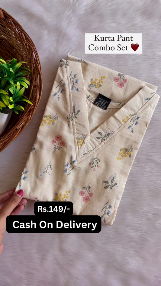 Sun-Kissed Florals: Kurta Pant Combo Set