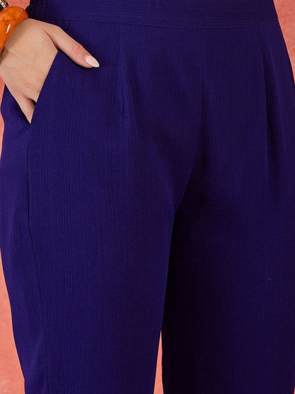 Women Embroidered Straight Kurta with Pants & Dupatta Set